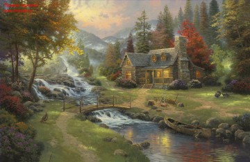 Paradis des montagnes Thomas Kinkade Peinture à l'huile